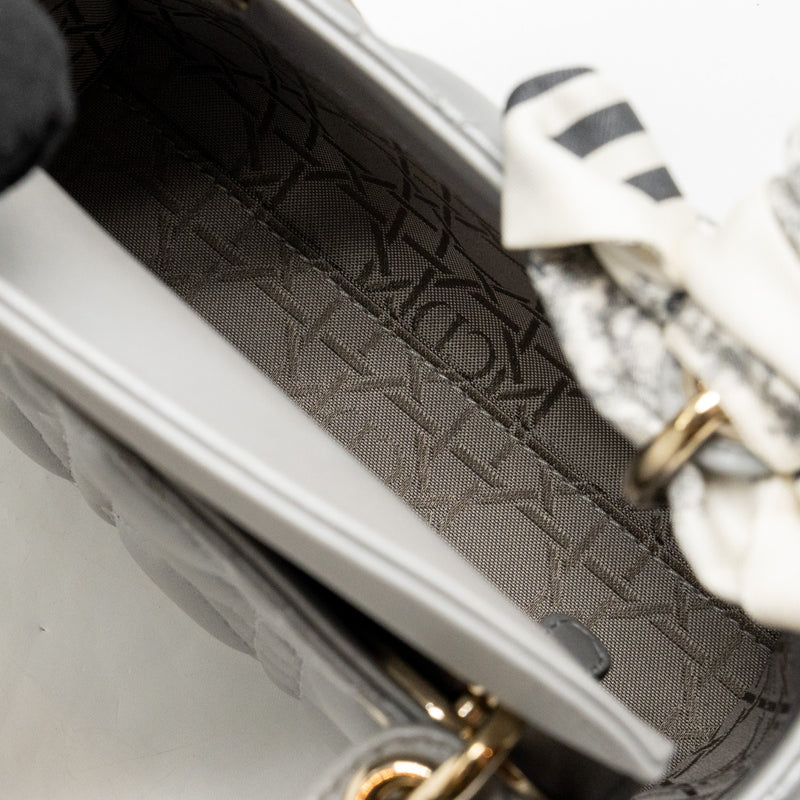 DIOR Mini Lady Dior Lambskin Iridescent Grey LGHW