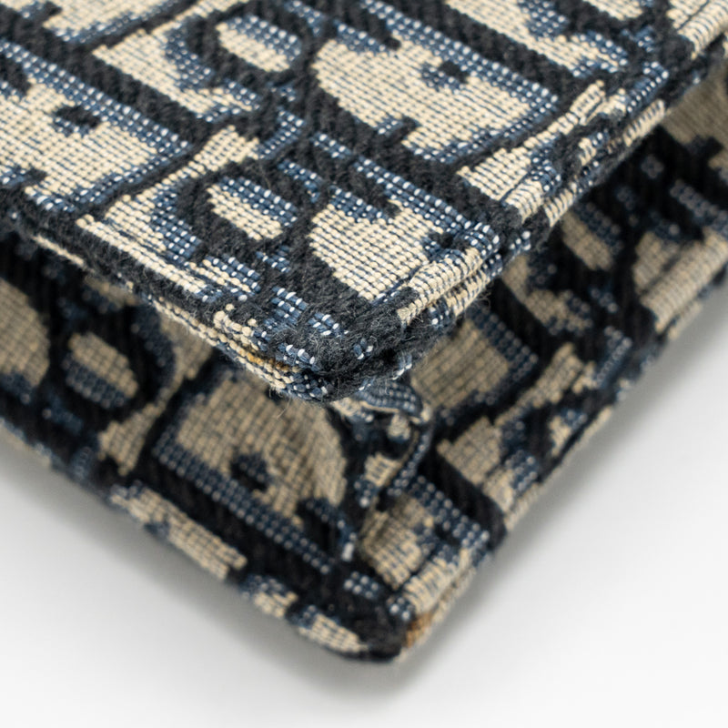 DIOR Saddle Pouch Dior Oblique Canvas Blue GHW