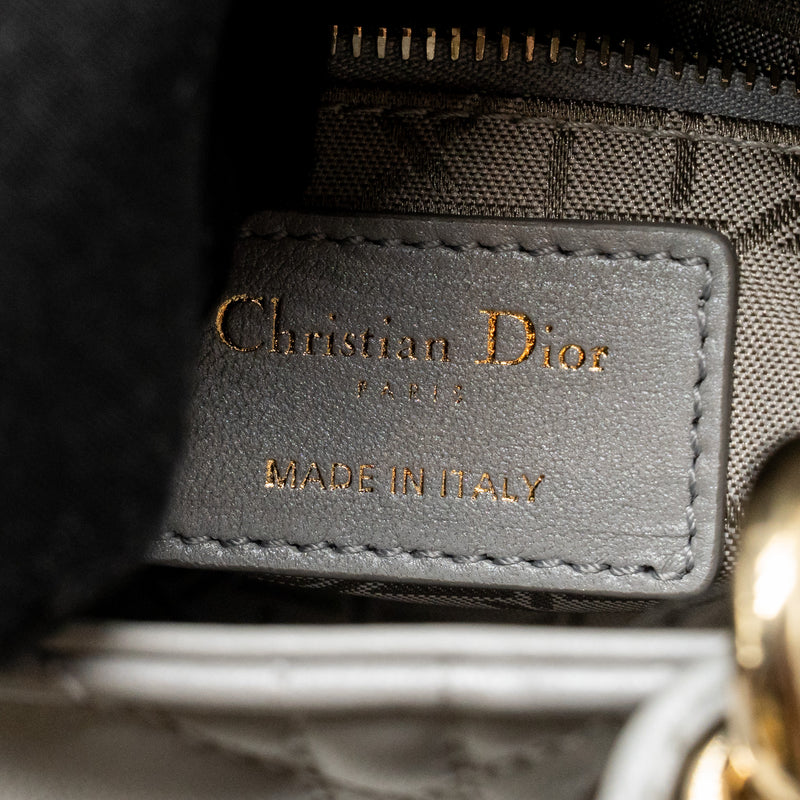DIOR Mini Lady Dior Lambskin Iridescent Grey LGHW