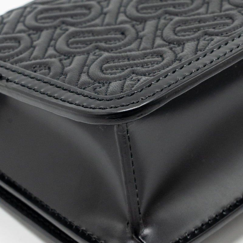 Burberry Mini TB Monogram Embossed Shoulder Bag Lambskin Black GHW