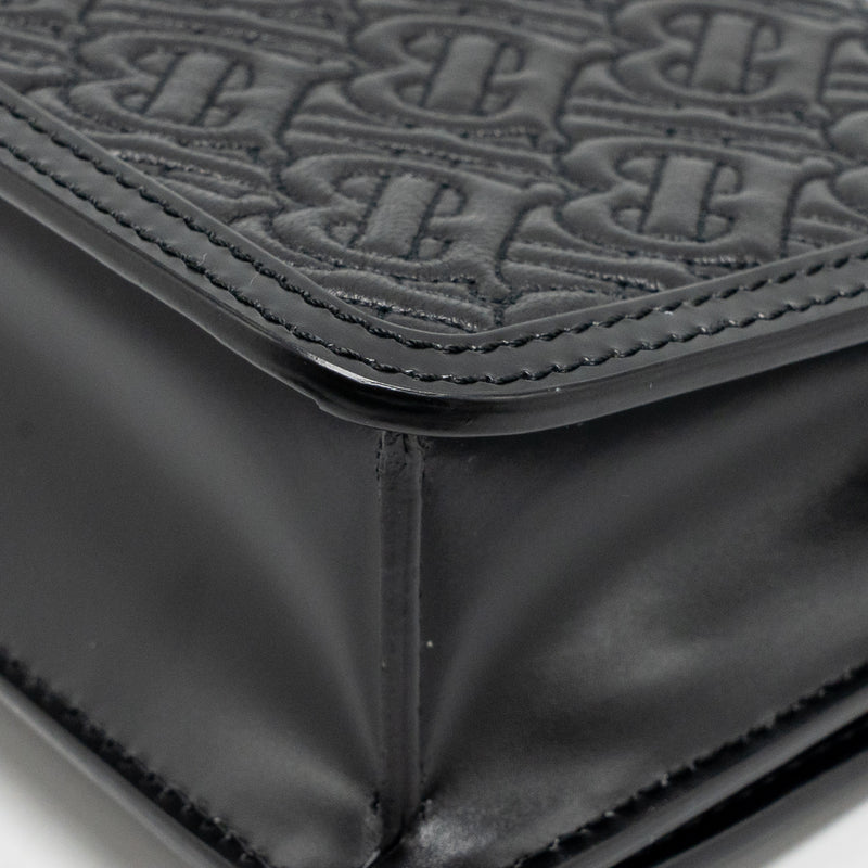 Burberry Mini TB Monogram Embossed Shoulder Bag Lambskin Black GHW