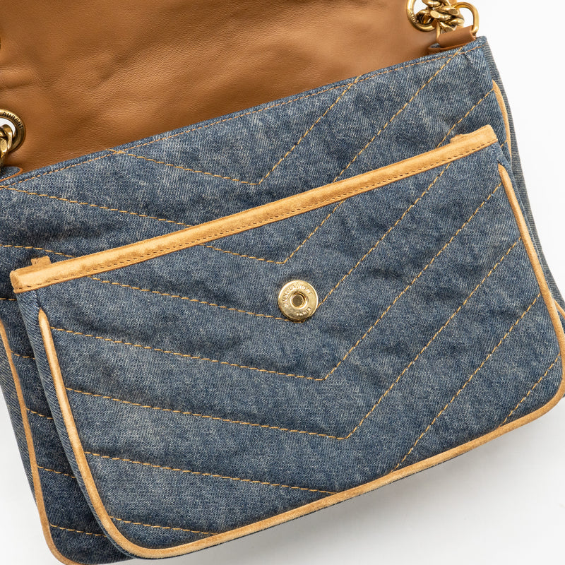 Saint Laurent/YSL Niki Shoulder bag Denim Blue/ CINNAMON GHW
