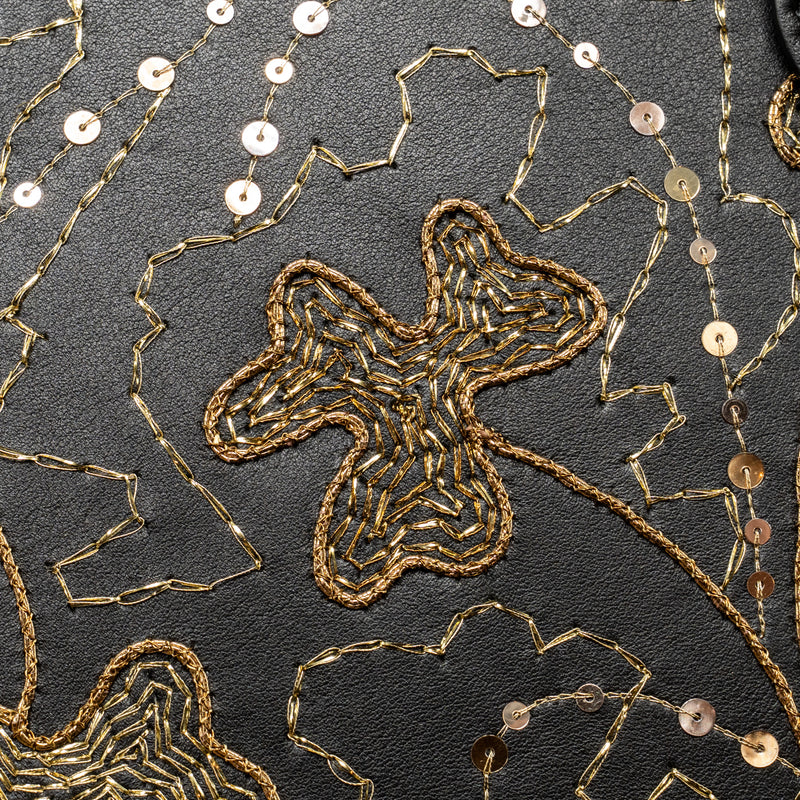 Dior Medium Lady Dior Embroidered Floral Limited Edition Leather Black/Gold GHW
