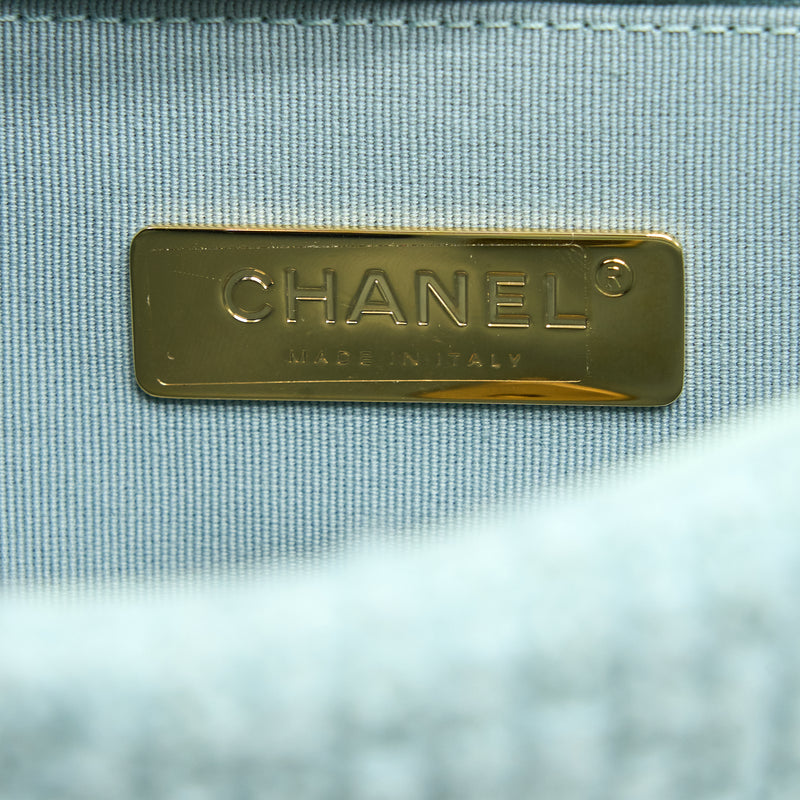 Chanel 22B Small 19 Bag Tweed Light Green Multicolour Hardware (Micorchip)