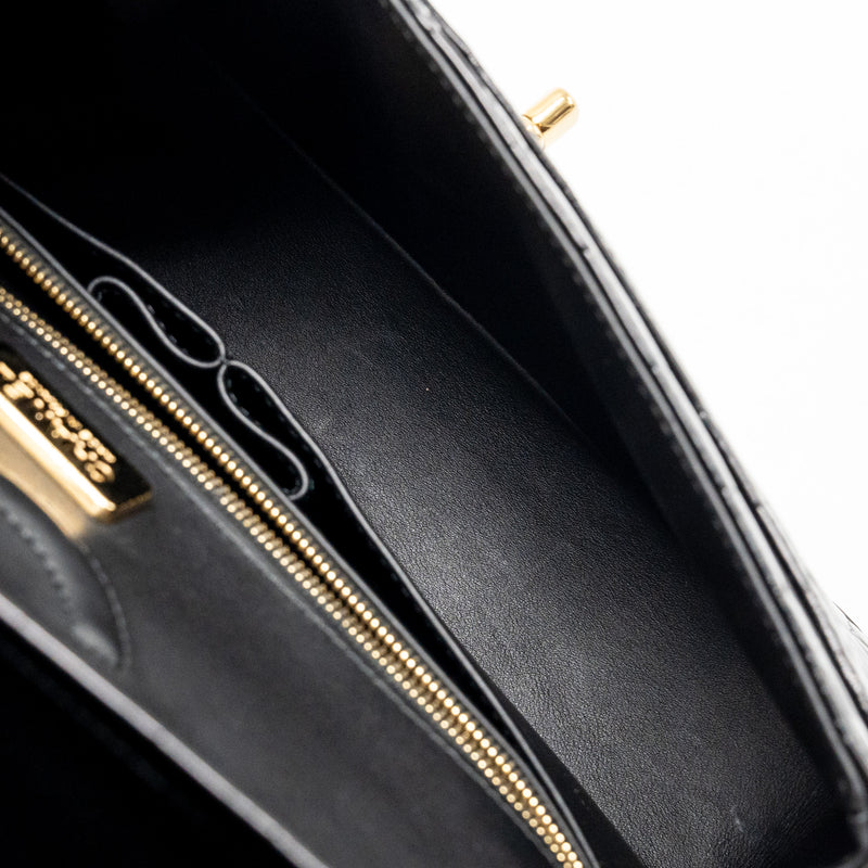 Chanel Medium Classic Double Flap Bag Alligator Mississippiensis Black GHW