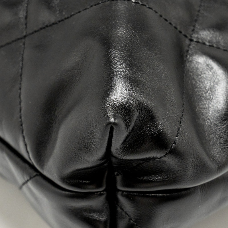 Chanel Medium 22 Shiny Calfskin Black SHW (Microchip)