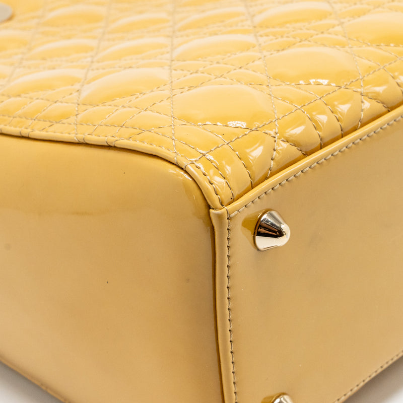 Dior Large Lady Dior Patent Leather Beige LGHW