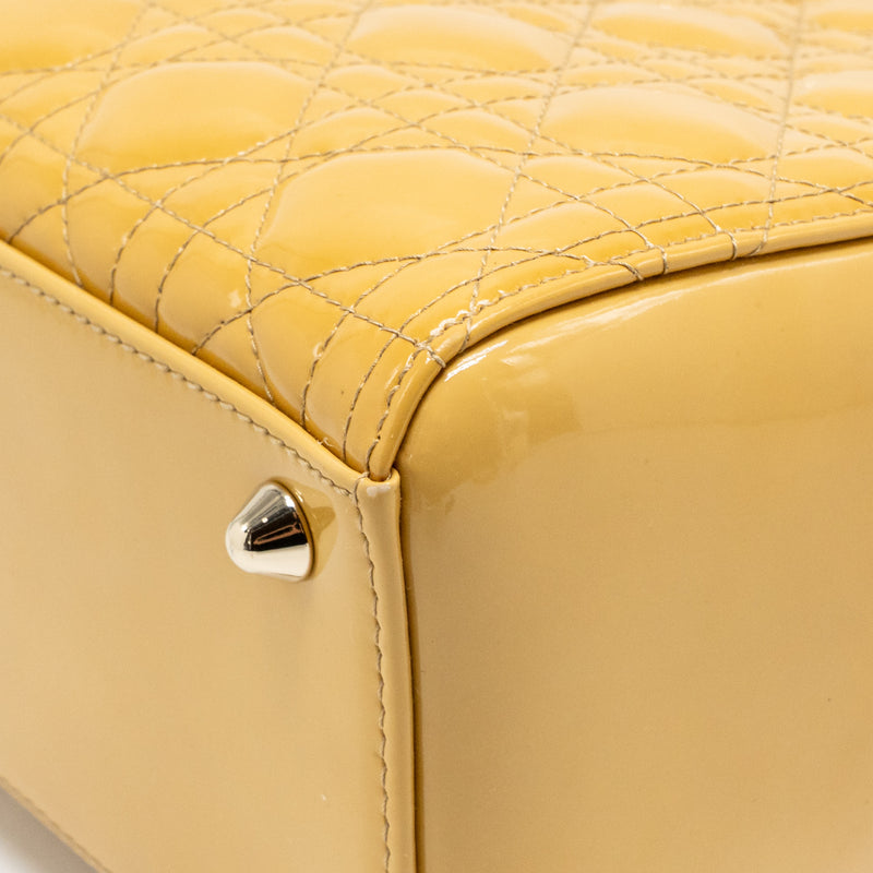 Dior Large Lady Dior Patent Leather Beige LGHW