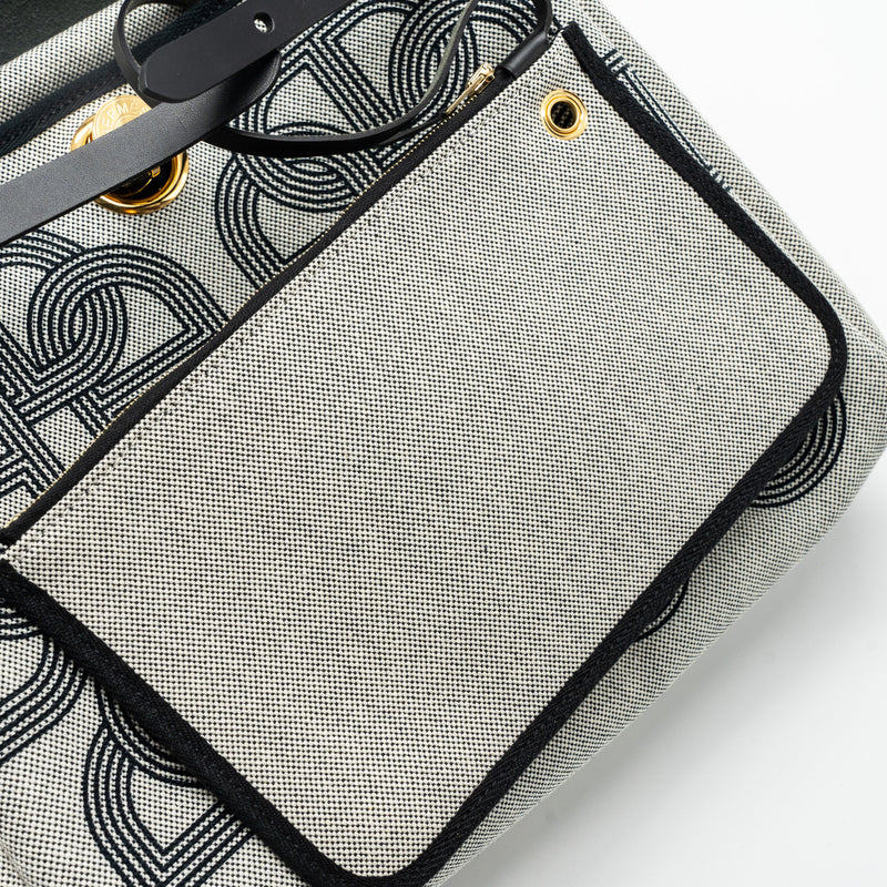 Hermes herbag 31 zip bag toile H plume canvas/ hunter leather black / ecru GHW stamp U