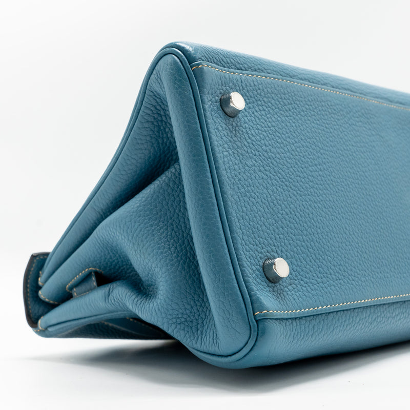 Hermes Shoulder Kelly Clemence Blue Jeans SHW Stamp Square N