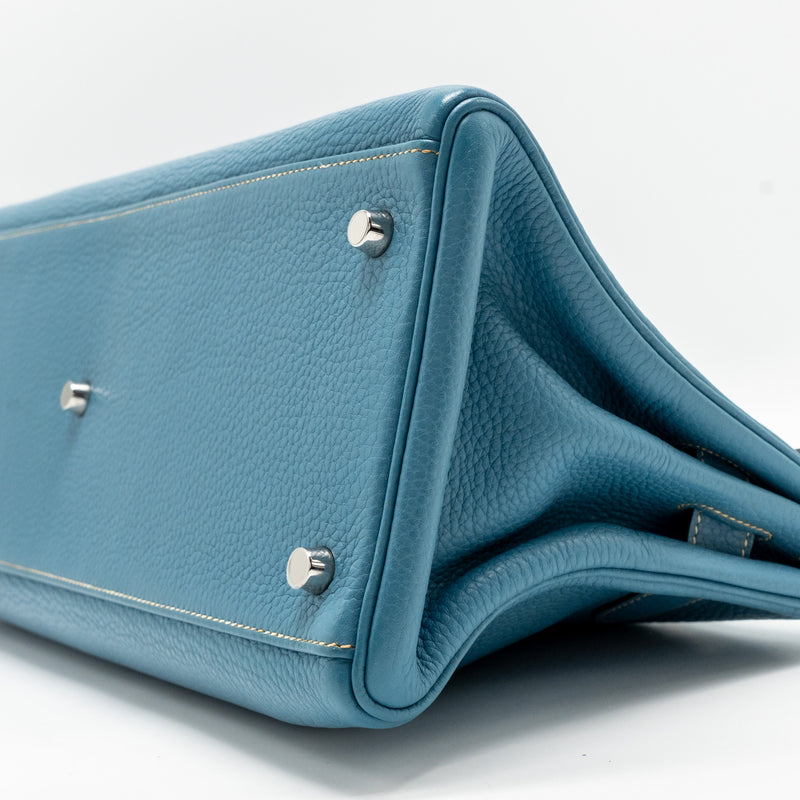 Hermes Shoulder Kelly Clemence Blue Jeans SHW Stamp Square N