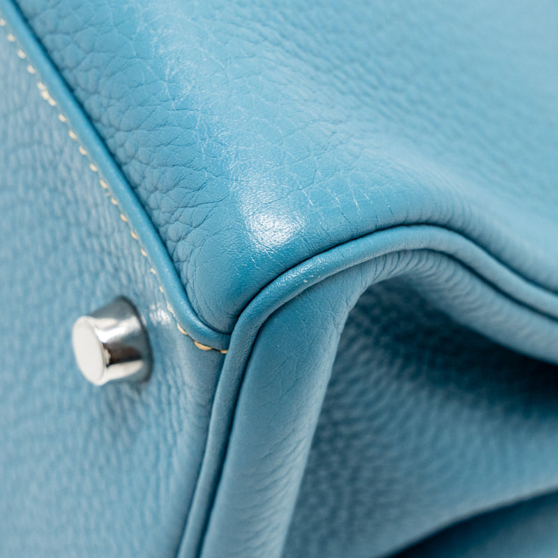 Hermes Shoulder Kelly Clemence Blue Jeans SHW Stamp Square N
