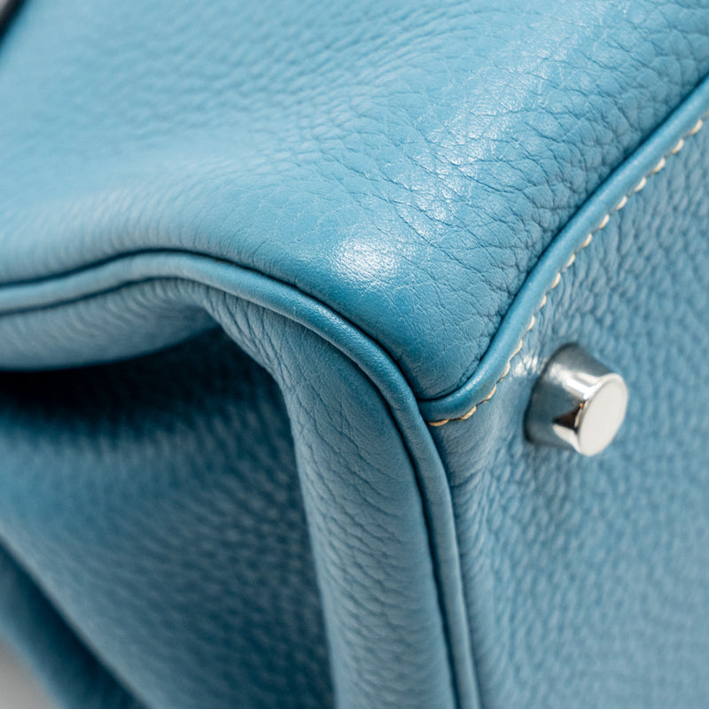 Hermes Shoulder Kelly Clemence Blue Jeans SHW Stamp Square N