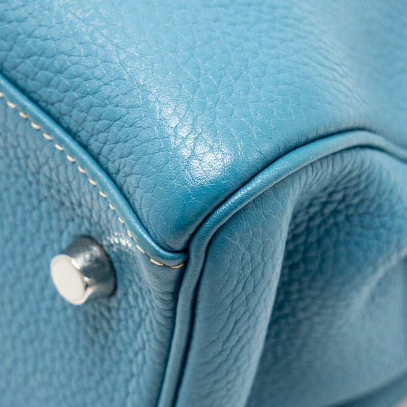 Hermes Shoulder Kelly Clemence Blue Jeans SHW Stamp Square N
