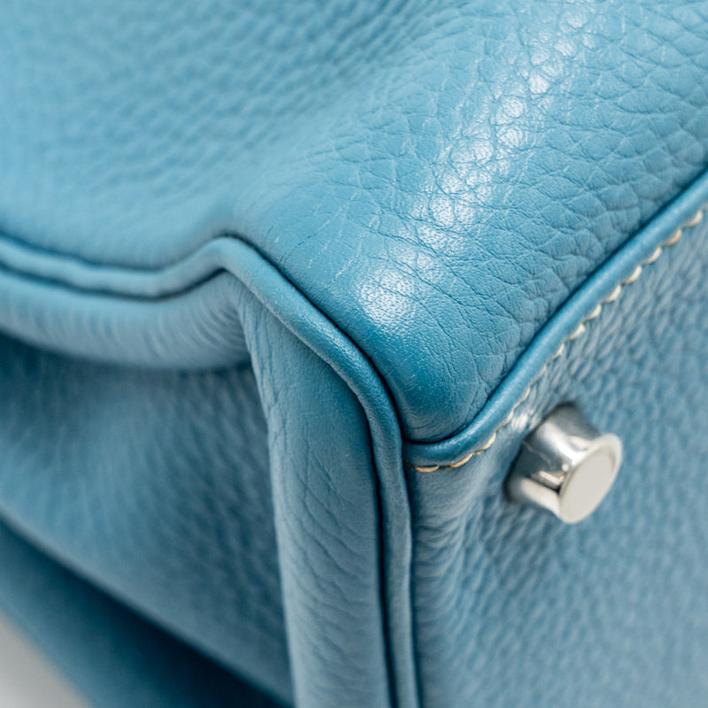 Hermes Shoulder Kelly Clemence Blue Jeans SHW Stamp Square N