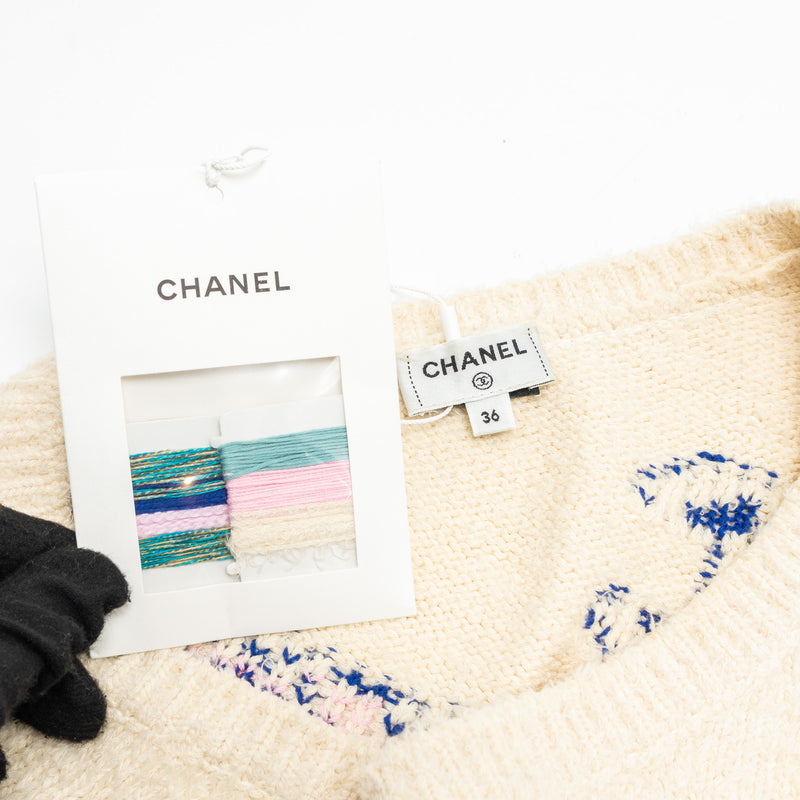 Chanel Size 36 23P Logo Dress Cotton/Polyamide Ecru/Pink/Blue/Green