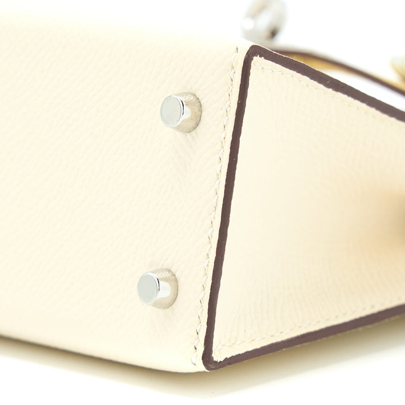 Hermes Mini Kelly II Epsom Nata/Sesame/Jaune Poussin SHW Stamp U