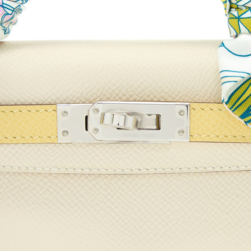 Hermes Mini Kelly II Epsom Nata/Sesame/Jaune Poussin SHW Stamp U