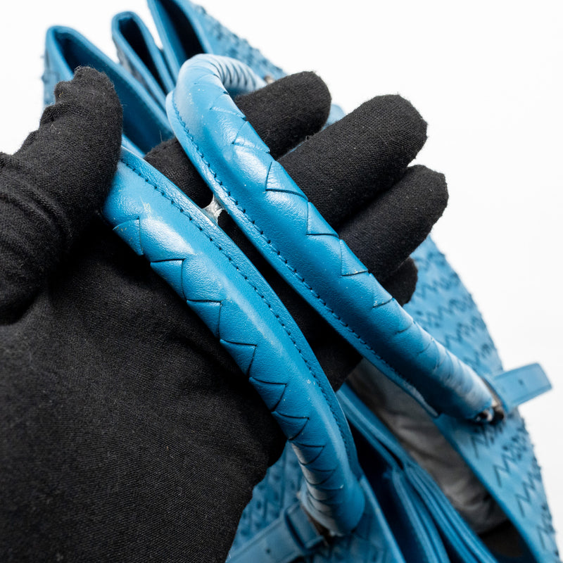 Bottega Veneta Intrecciato Roma Large Tote Bag Leather Blue Black Hardware