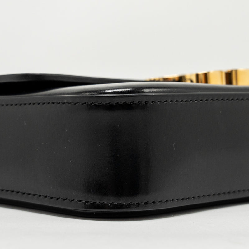 Celine Triomphe Chain Shoulder Bag Shiny Calfskin Black GHW