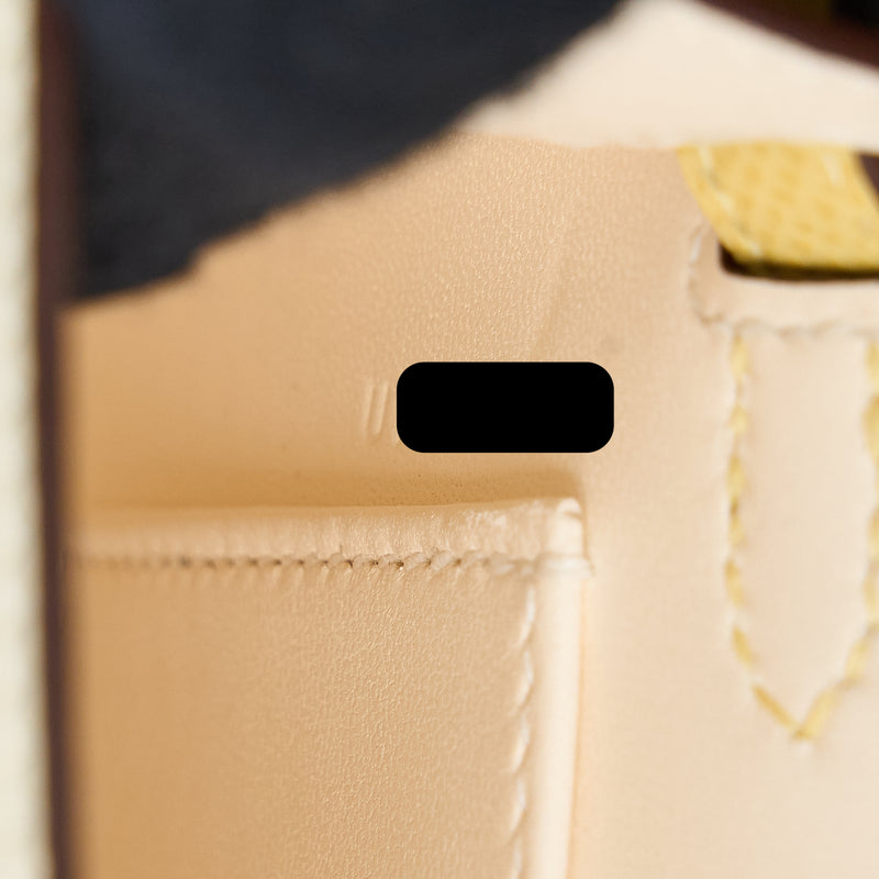 Hermes Mini Kelly II Epsom Nata/Sesame/Jaune Poussin SHW Stamp U