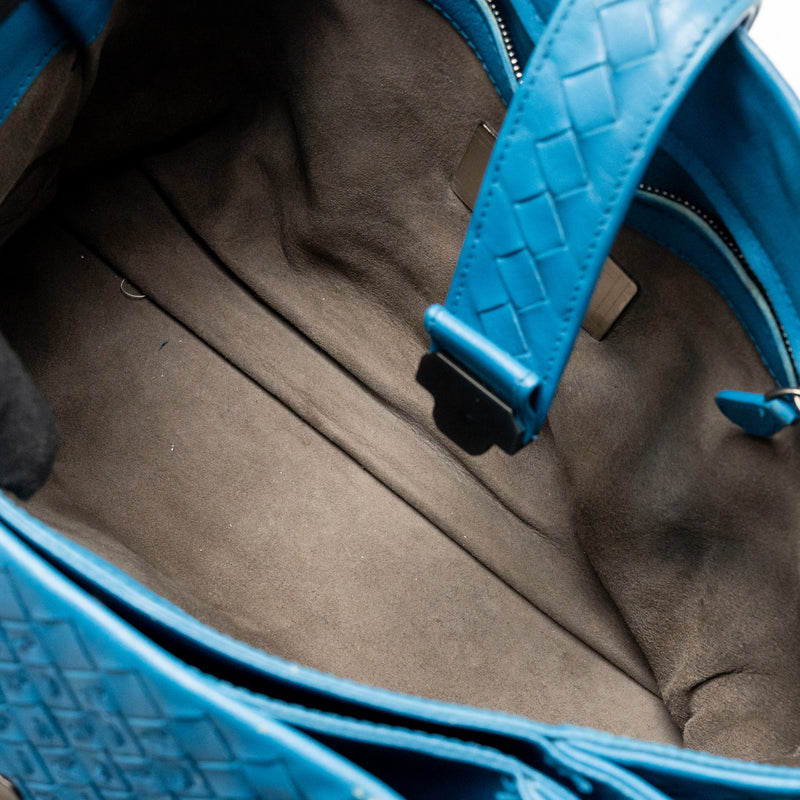 Bottega Veneta Intrecciato Roma Large Tote Bag Leather Blue Black Hardware