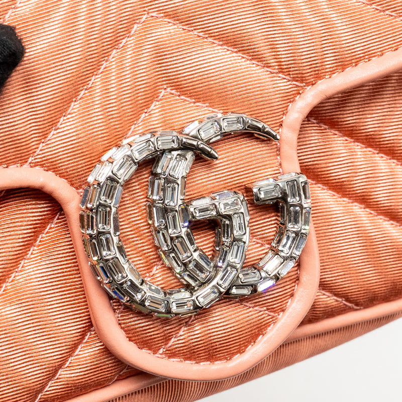 Gucci MINI GG Marmont crystal chain fabric/ crystal Pink SHW