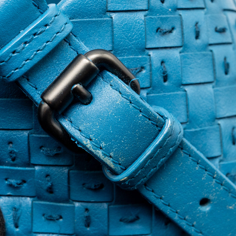 Bottega Veneta Intrecciato Roma Large Tote Bag Leather Blue Black Hardware