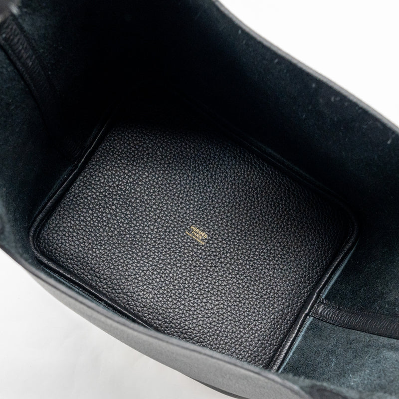 Hermes Picotin 22 Lock Bag Clemence Black GHW Stamp B