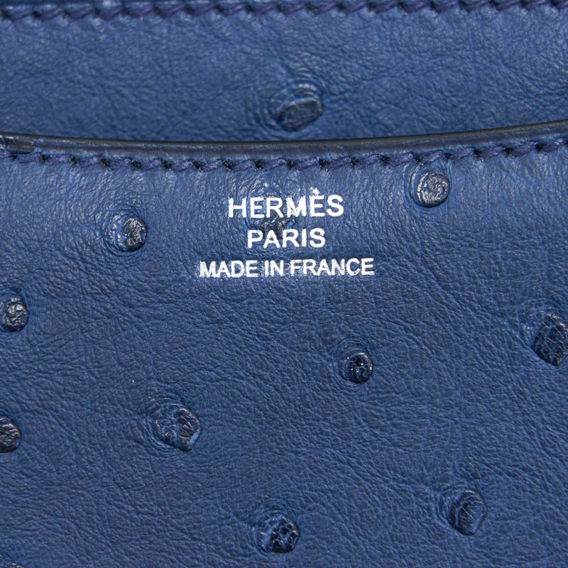 Hermes Mini Constance Ostrich 7L Bleu De Malte SHW Stamp A