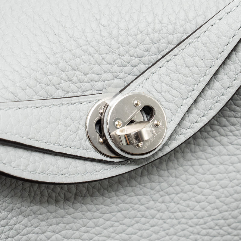 Hermes Mini Lindy II Clemence Blue Glacier SHW Stamp K