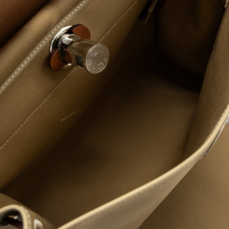 Hermes Herbag 31 Zip Bag Toile Officer Canvas Trench/Fauve SHW Stamp Y