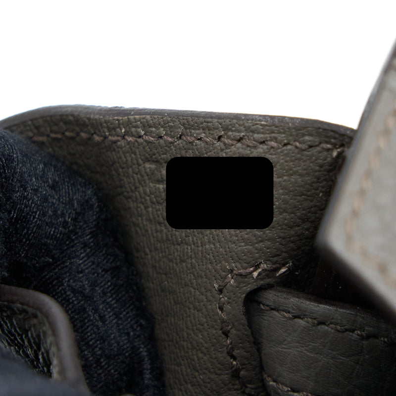 Hermes Birkin 25 Togo 8F Gris Etain GHW Stamp Z