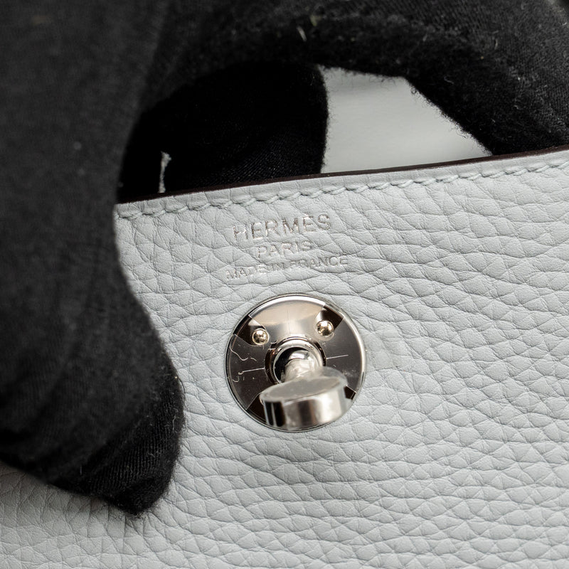 Hermes Mini Lindy II Clemence Blue Glacier SHW Stamp K