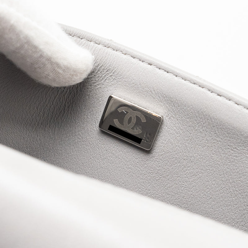 Chanel Mini Rectangular Flap Bag Lambskin Light Grey SHW(Microchip)