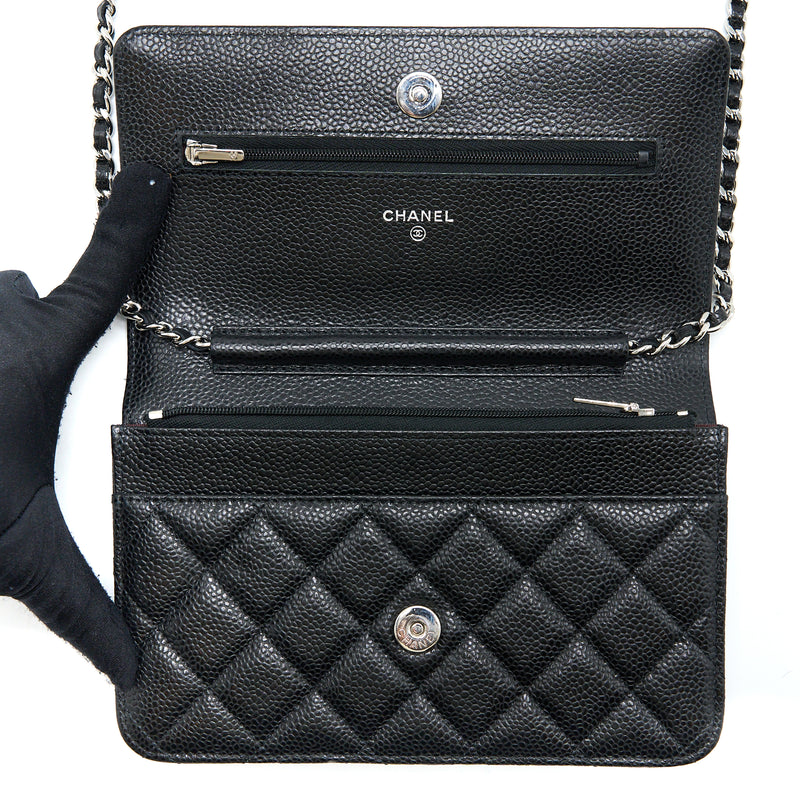 Chanel Classic Wallet on Chain Caviar Black SHW (Microchip)