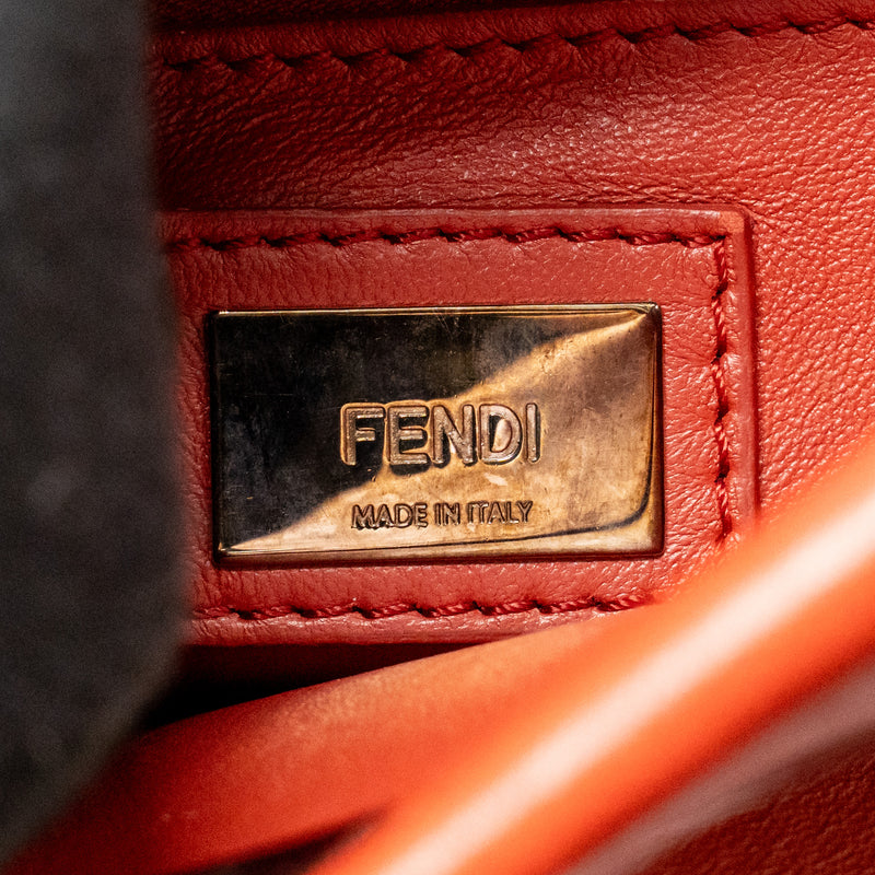 Fendi Mini Peekaboo Whipstitch Lambskin Bloody Mary SHW