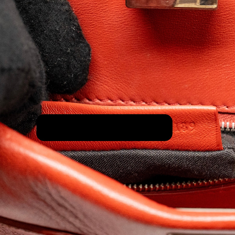 Fendi Mini Peekaboo Whipstitch Lambskin Bloody Mary SHW