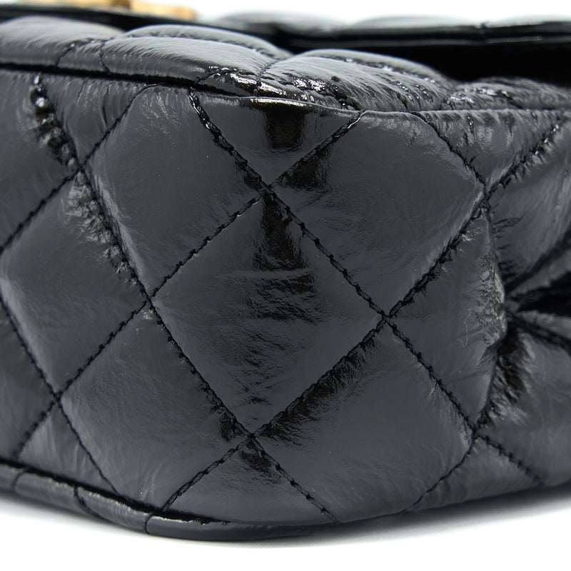 Chanel 23C Small Hobo Bag Shiny Calfskin Black Brushed GHW (Microchip)