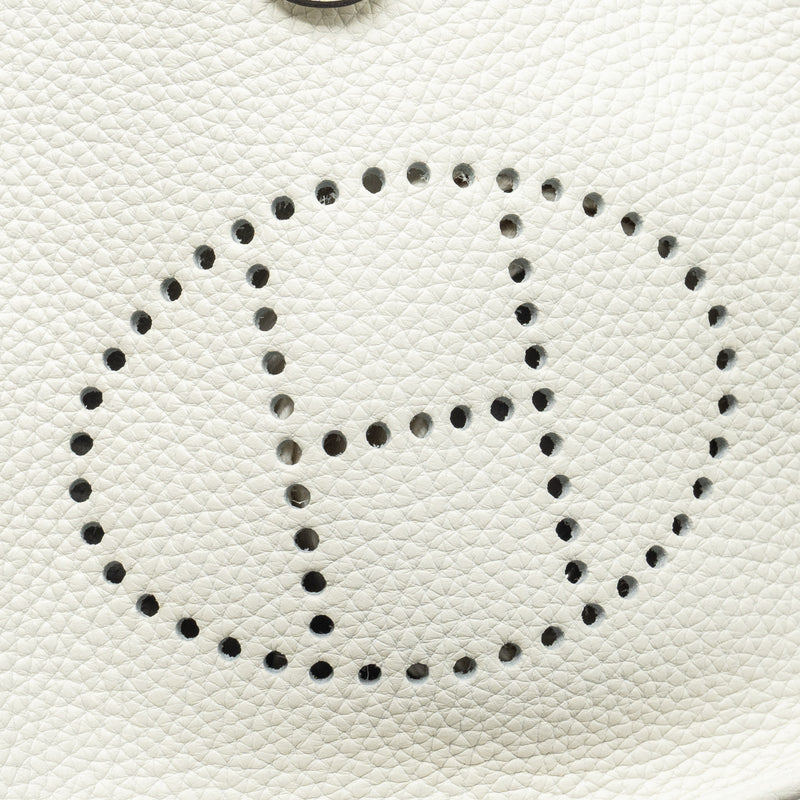 Hermes Mini Evelyne Clemence New White SHW Stamp B