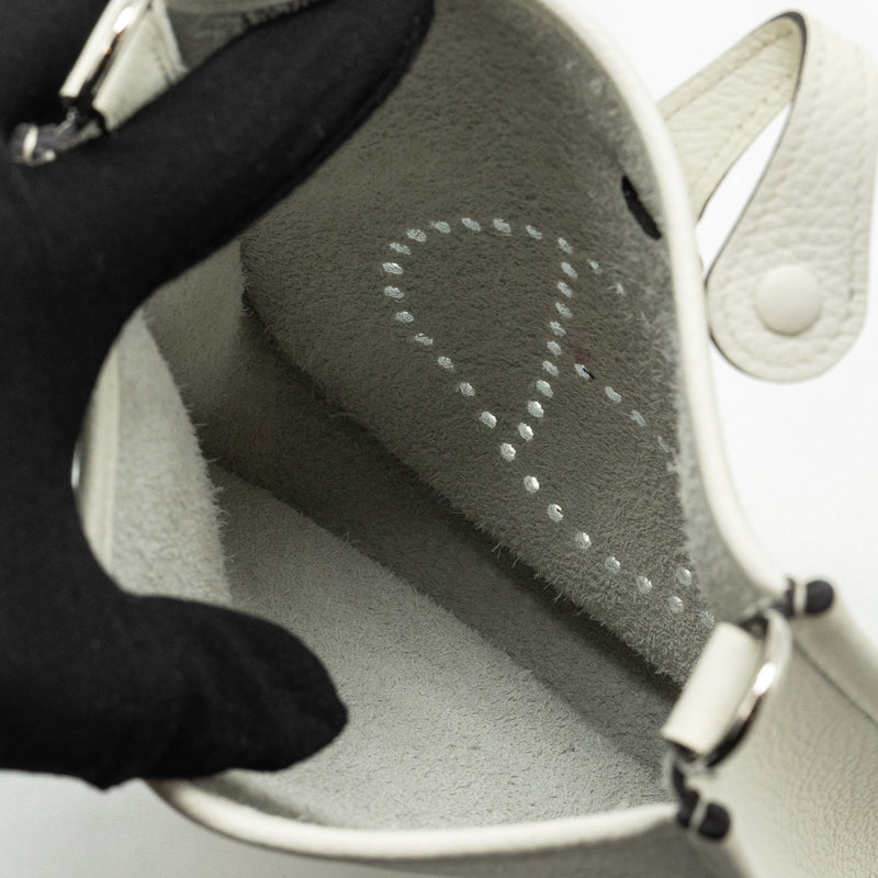 Hermes Mini Evelyne Clemence New White SHW Stamp B