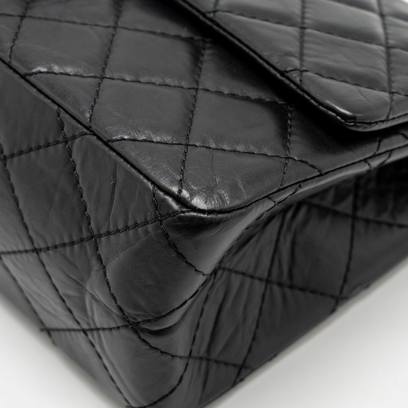 CHANEL Large 2.55 226 Reissue Double Flap Bag Aged Calfskin Black GHW