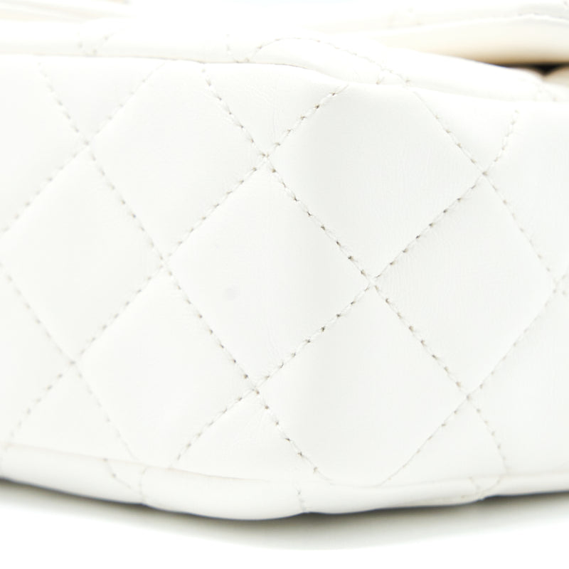 Chanel Pearl Crush Mini Rectangular Flap Bag Lambskin White GHW