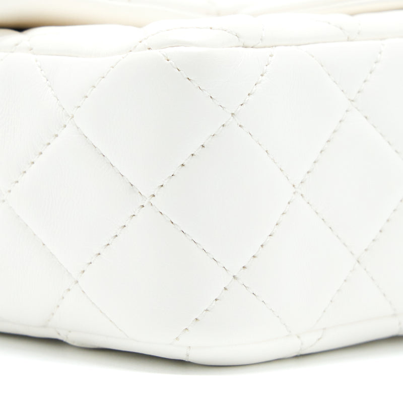 Chanel Pearl Crush Mini Rectangular Flap Bag Lambskin White GHW