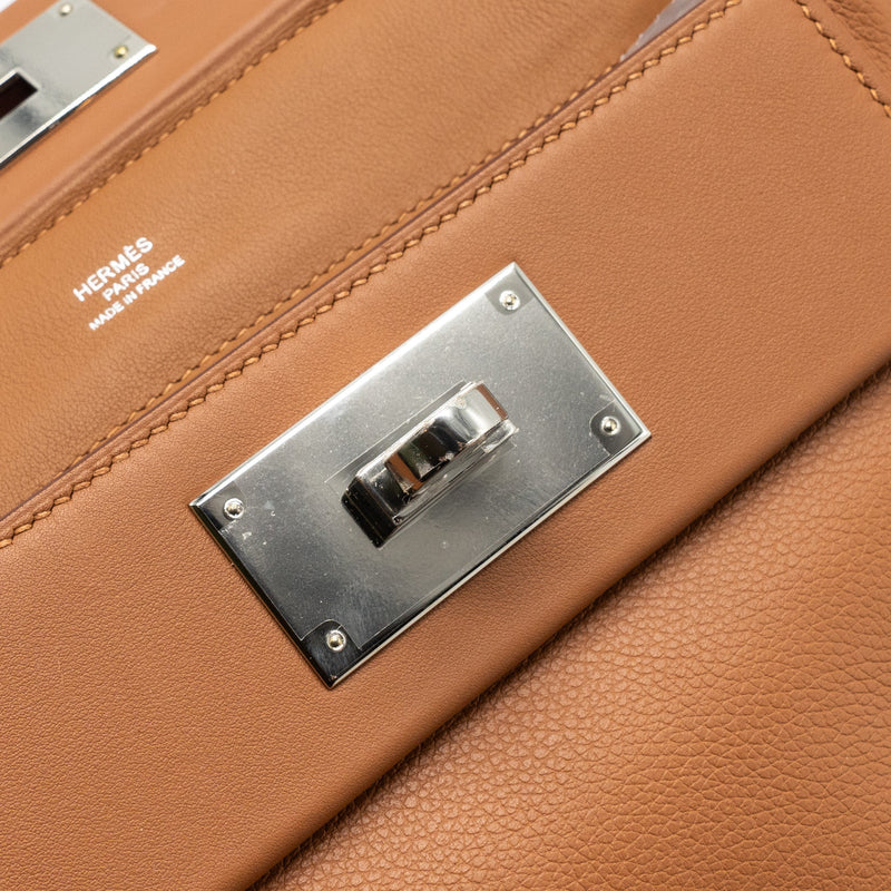 Hermes mini 24/24 2424-21 bag evercolor / swift gold SHW stamp U