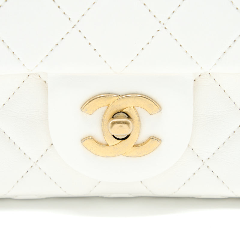 Chanel Pearl Crush Mini Rectangular Flap Bag Lambskin White GHW