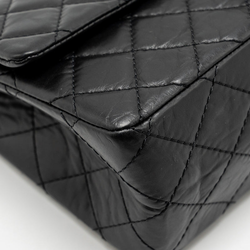 CHANEL Large 2.55 226 Reissue Double Flap Bag Aged Calfskin Black GHW