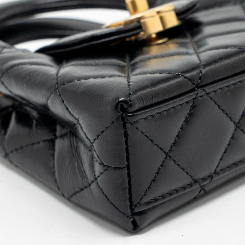 Chanel 24p Mini Nano Kelly Shopper Calfskin Black GHW (Microchip)