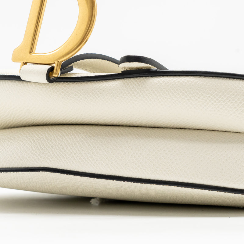 DIOR Mini Saddle Bag Calfskin White GHW