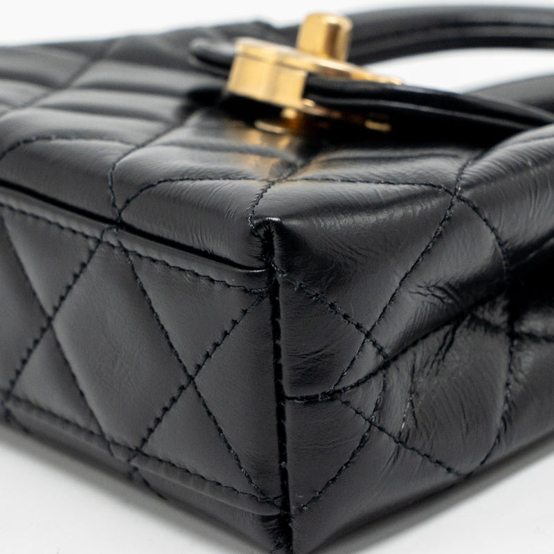 Chanel 24p Mini Nano Kelly Shopper Calfskin Black GHW (Microchip)